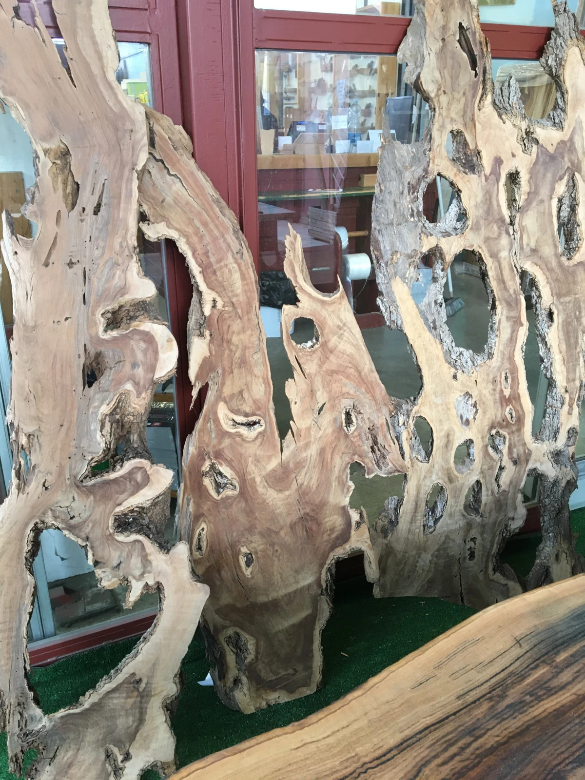 Legno di ulivo grezzo con cavità naturali prima della realizzazione di DRAKO